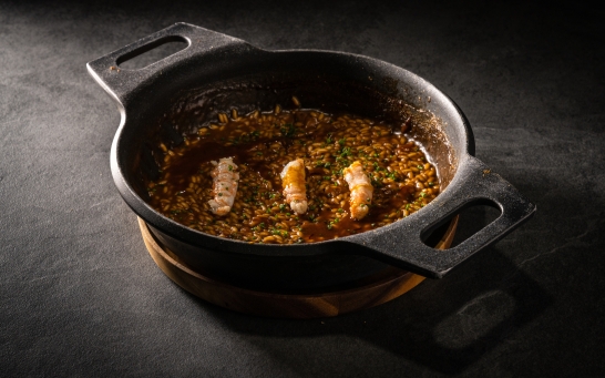 Arroz meloso de cigalas y ceps