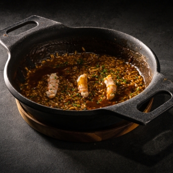 Arroz meloso de cigalas y ceps